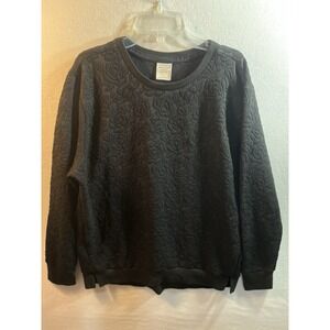 Abercrombie & Fitch Sweater Black Textured Floral Roses Long Sleeve L